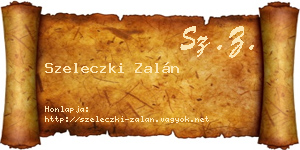 Szeleczki Zalán névjegykártya